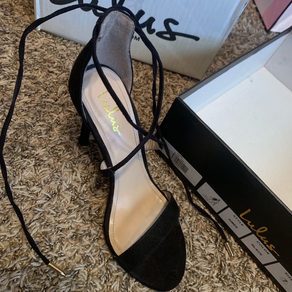 Lace up black heels
